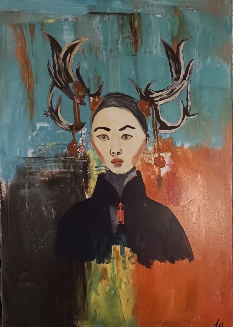 Chinese Girl - a Paintings by Ingrid van Woudenberg
